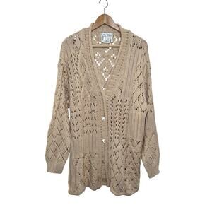 Laurel by Escada Made in Italy Wool Blend Size M Off White Knit Button Sweater